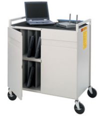 Steel Bretford laptop trolley